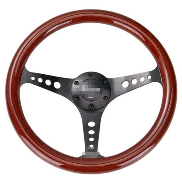 

14inch classic wooden steering wheel 350mm wood grain trim chrome spoke universal