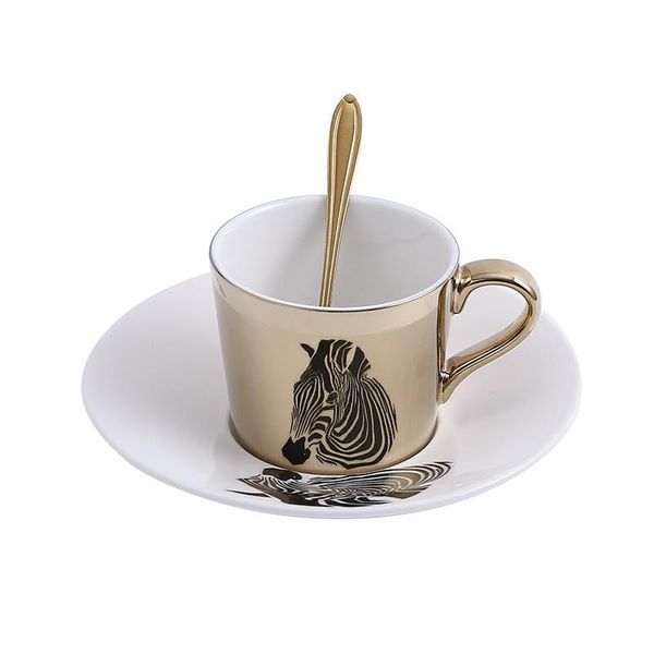 

cups & saucers 250ml creative mirror reflection ceramic coffee cup and saucer cute animal mug with spoon