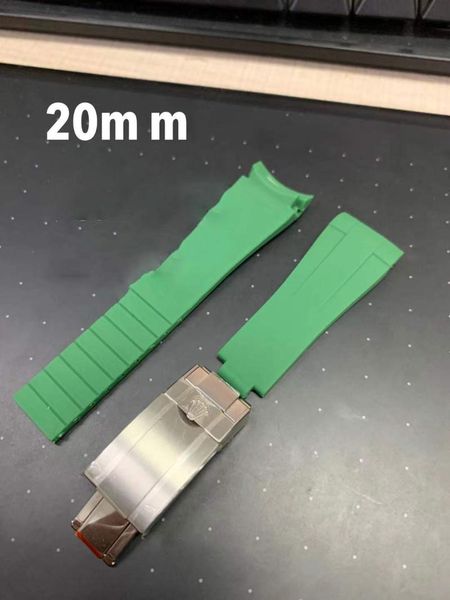 

watch bands silicone rubber strap 20mm black/green/blue, Black;brown