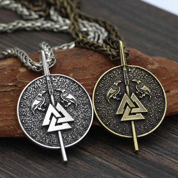 

popular nordic myth odin crow pendant necklace fashion men's jewelry, Silver