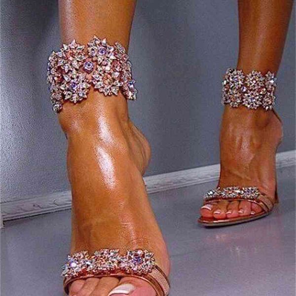 

sandals luxious strass flower women dressed ladies fashion high heel shoes in the ankle of foot open women's party dcs8, Black