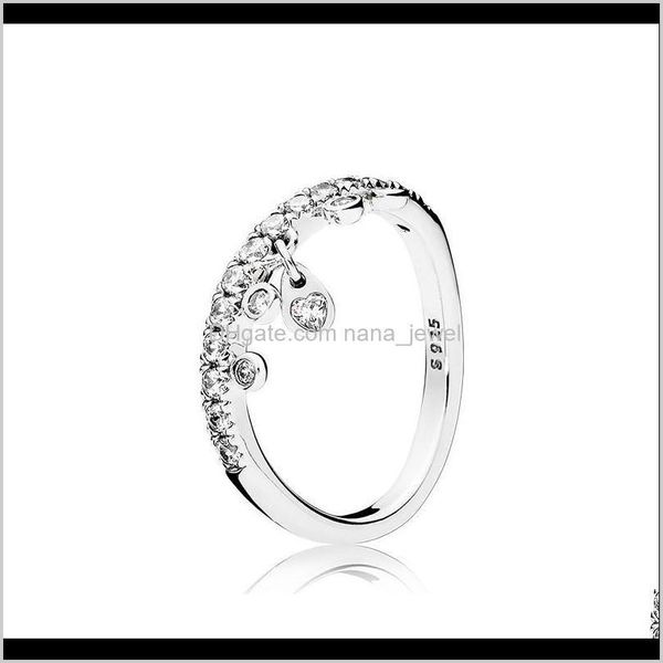 

clear cz diamond 925 sterling silver ring set logo original box for pandora chandelier droplets ring for women girls wedding jewelry y vjtah, Slivery;golden