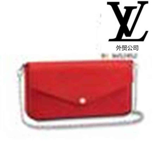 

long luxury i0p9 m41559 pochette flicie women real leather brand wallet chain wallets compact purse clutches evening key card designer holde, Red;black