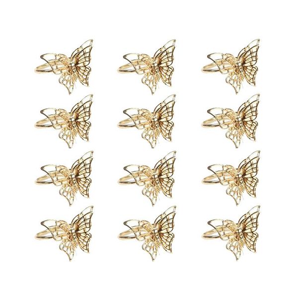 

napkin rings 12pcs ring metal gold double butterfly buckle paper towel wedding decoration supplies