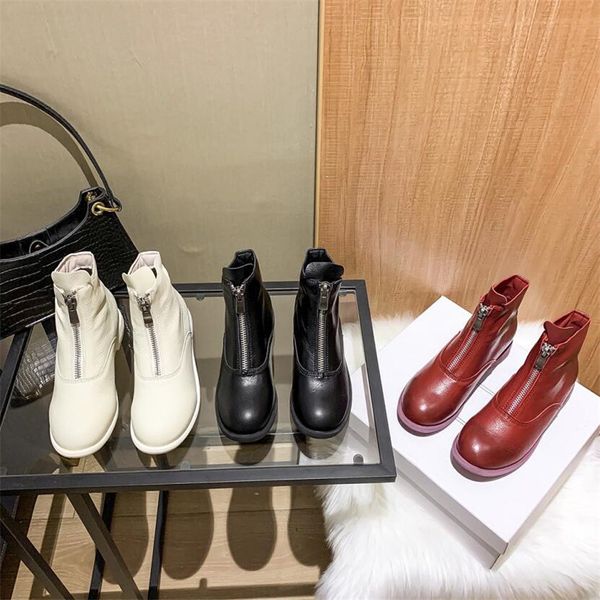 

2021 luxury classical high heel half boots winter women solid leather zip fashion designers casual wedding dress platform party dating offic, Black