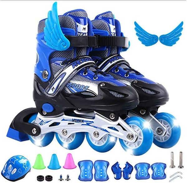 

inline & roller skates 2021 fashion adjustable kids flashing four outdoor children