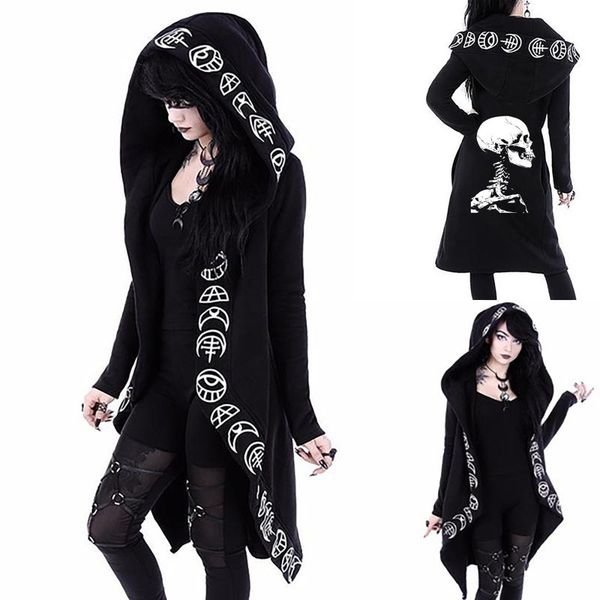 

women's hoodies & sweatshirts 2021 gothic sweatshirt long sleeve zipper women cotton coat harajuku streetwear y2k aesthetic hip hop, Black