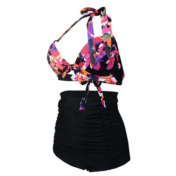 

2021new high waist pleated triangle swimming trunks women's one piece bikini shorts, White;black