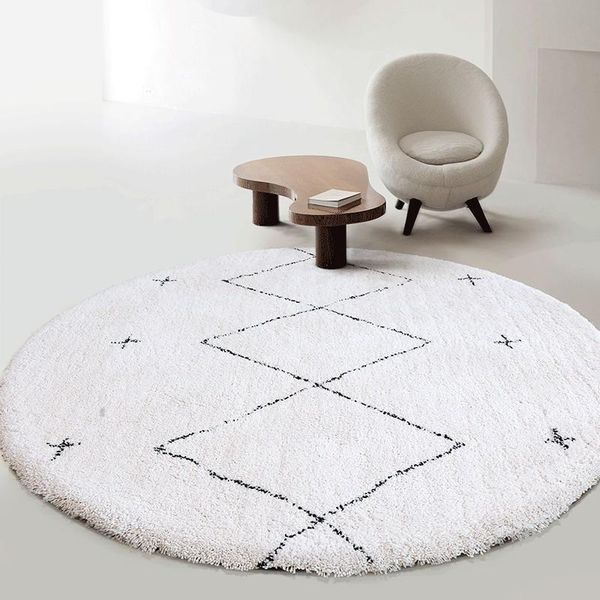 

carpets nordic style plush round for living room morocco bedroom rug modern concise computer chair coffee table floor cushion