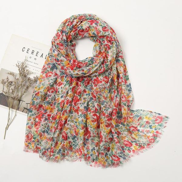 

scarves 2021 fashion spain lovely polka floral fringe viscose shawl scarf lady print soft wrap neck snood bufandas muslim hijab 180*90cm, Blue;gray