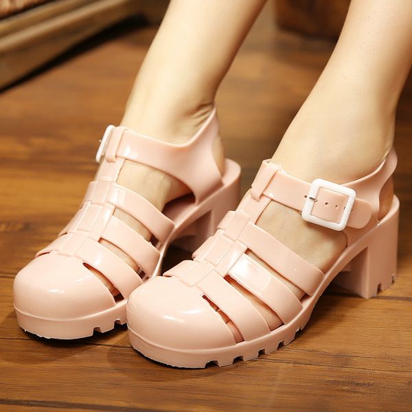 

women sandals summer flock fashion high heels platform open toes women sandals shoes sandalia feminina transparent pu shoes1, Black