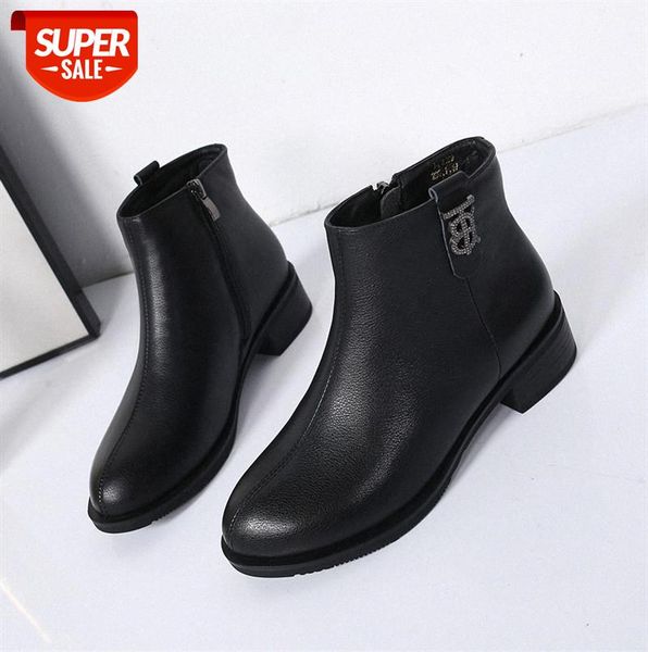 

first layer cowhide women's boots, leather warm and velvet fashion boots #uf3d