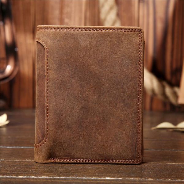 

wallets men's leather vertical wallet retro student, Red;black