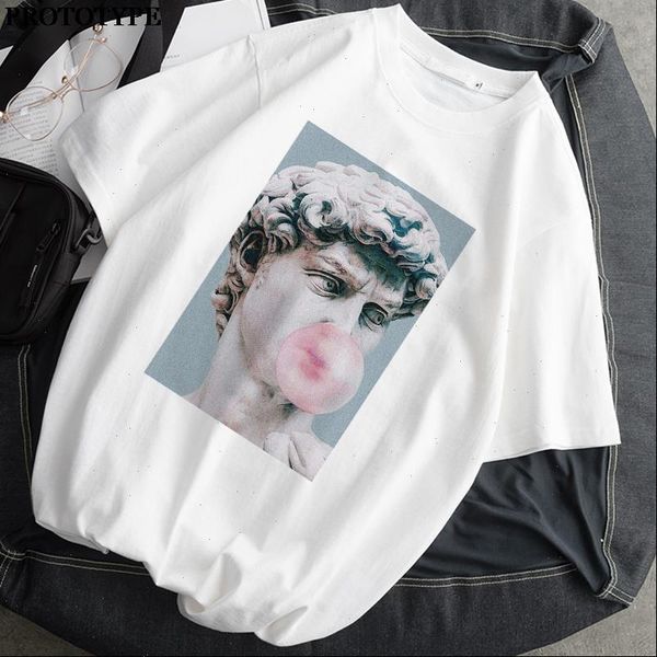 

funny statue printed shirt aesthetic womens t white short sleeve summer female o neck women
