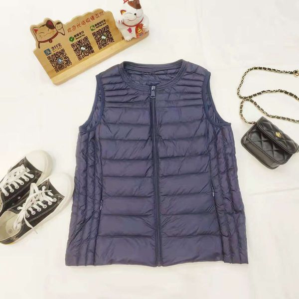 

spring winter down jacket vest women's light vest slim short waistcoat warm liner, White