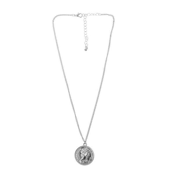 

simple portrait charm canadian round coin pendant necklace for women jewelry necklaces, Silver