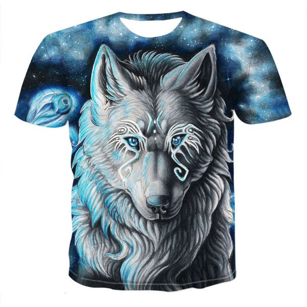 

men's casual 3d lion series printed short sleeve t shirt, White;black