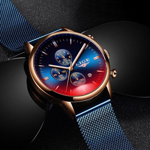 

wristwatches 2021 lige watches mens casual mesh belt watch fashion sport men waterproof quartz clock relogio masculino, Slivery;brown