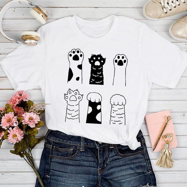 

women's t-shirt t-shirts women cat lovely fashion animal 90s style spring summer tshirt lady stylish sweet print clothes tee, White