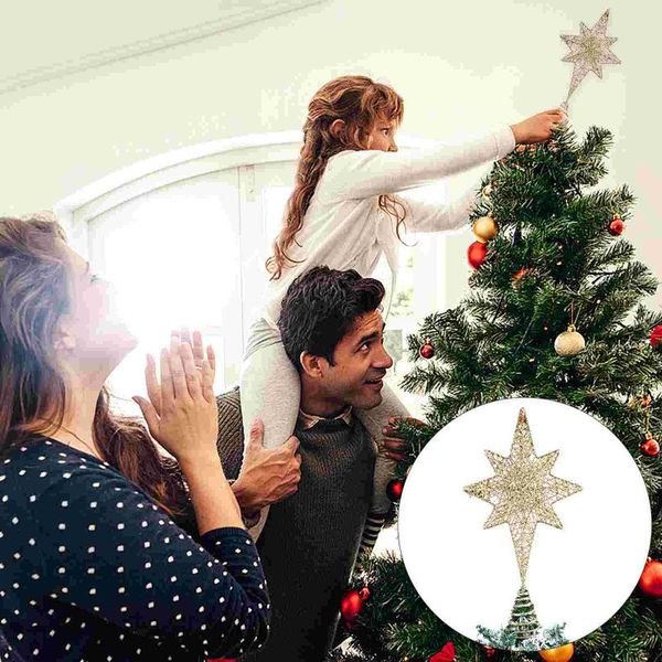 

christmas decorations 1pc tree ornament party xmas eight pointed star er (golden)