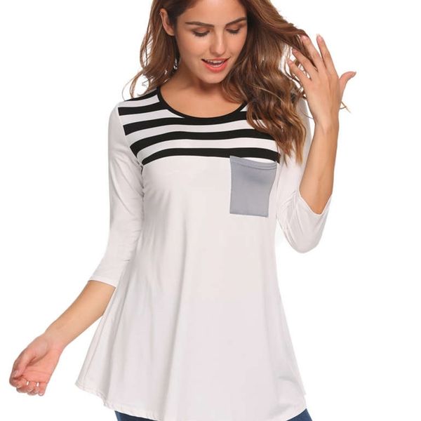 

t-shirt women's fashion autumn quarter sleeve large print lu3c, White