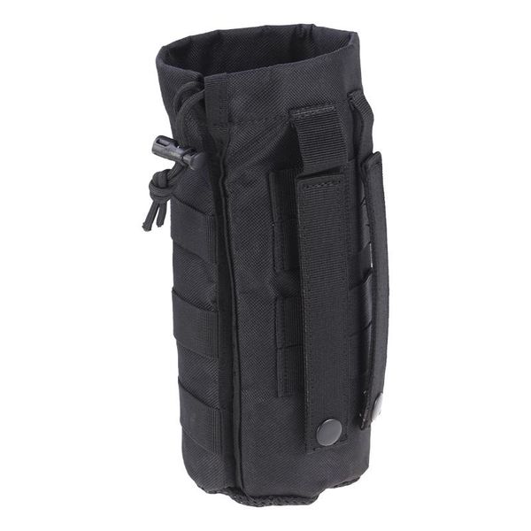 

hydration packs portable outdoor travel water bottle bag pouch holder carrier with drawstring mesh (black)