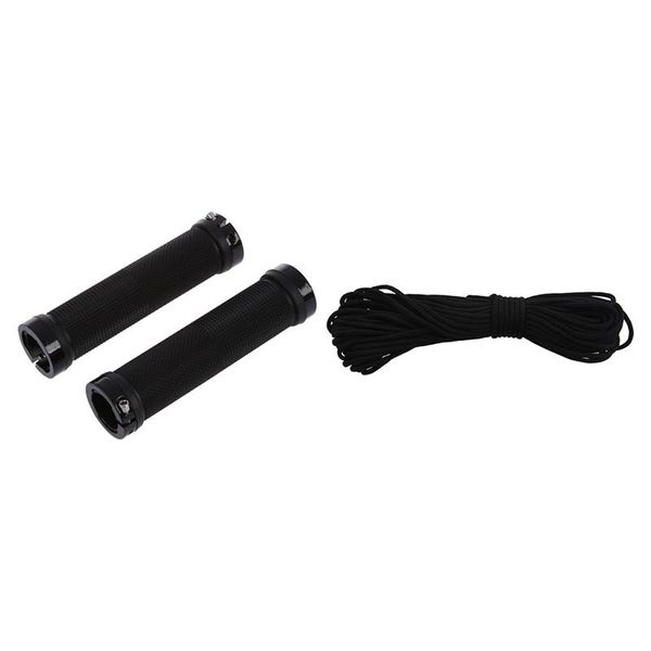 

pair mountain bike mtb bmx cycling double lock handlebar grips & 1 bundles rope 5mm diameter cord black tent outdoor gadgets