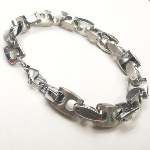 

link, chain 11m 8.66'' vintage black silver casting curb link rope bracelet for mens boys stainless steel bangle