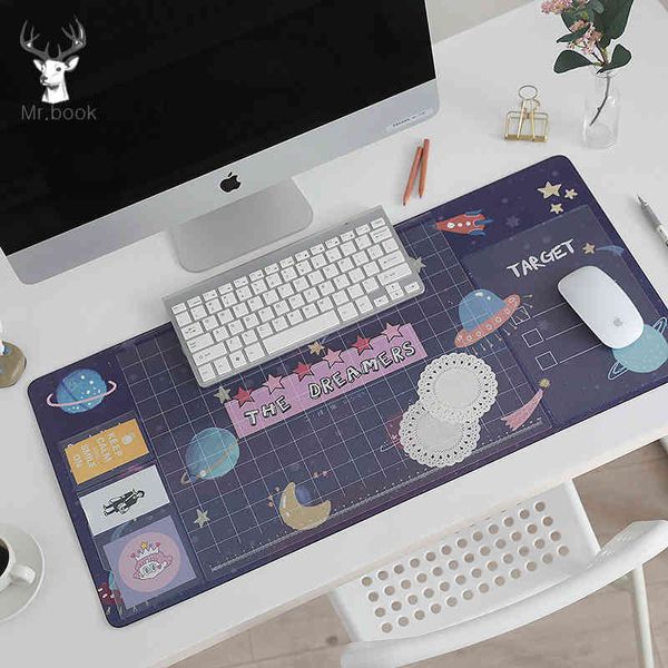 Soft PU Leather Mice Office Mat Padrão Dos Desenhos Animados Padrão Laptop Almofada Grande Mouse Pad Organizador De Desk com Calendário