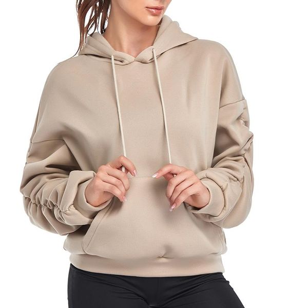 

running jackets vutru 2021 autumn winter women fleece cotton hoodie sweatshirts oversize ladies pullovers pocket hooded jacket yoga, Black;red