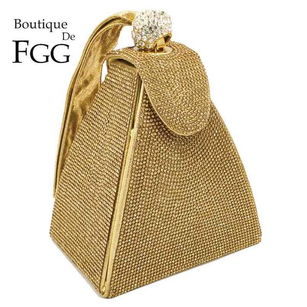 

boutique de fgg fashion pyramid crystal clutch evening bags for women designer wedding wristlets handbags 210823