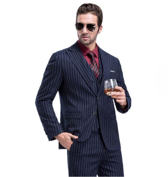 

men's suits & blazers jacket+pant+vest )custom slim fit suit fashion stripe wedding dress man business men blazer full size tuxedo, White;black
