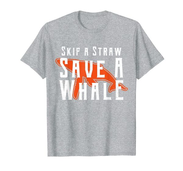 

skip a straw save a whale ban plastic suck slogan product t-shirt, White;black