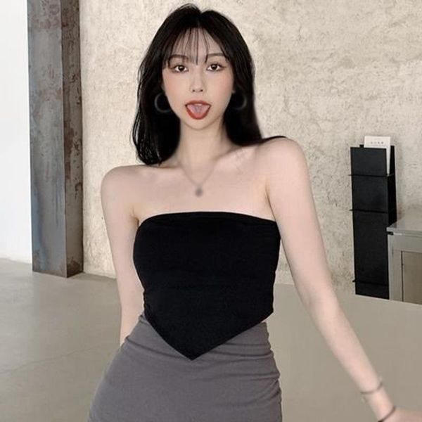 

women's tanks & camis summer sweet knitting tube wind wearing a bottoming vest hate female high waist style, White