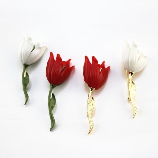 

pins, brooches europe united states fashion restoring ancient ways white red tulip corsage pin female chain scarves buckle accessories brooc, Gray