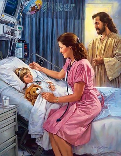 Jesus Krankenschwester Ölgemälde auf Leinwand Home Decor Handcrafts / HD Print Wandkunst Bild Anpassung ist akzeptabel 21061410