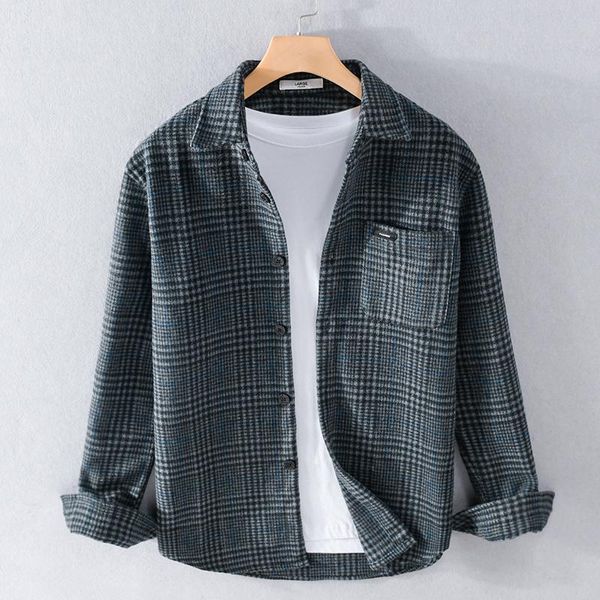 

men's casual shirts suehaiwe's brand long sleeve retro men fashion plaid gray shirt for mens camisa masculina chemise, White;black