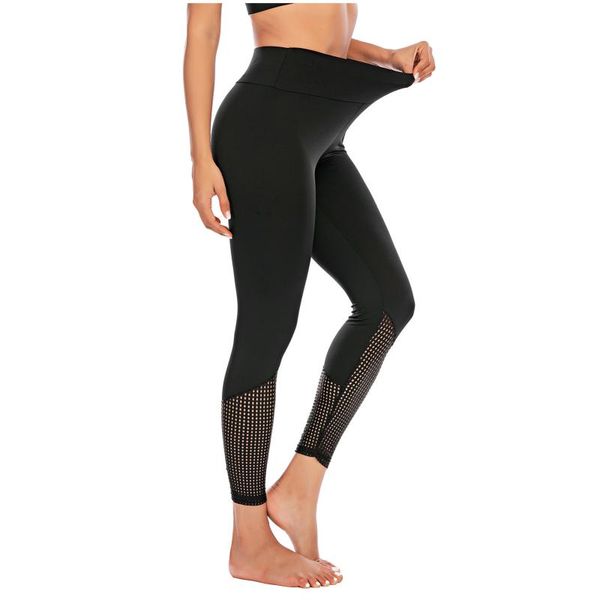 

women's leggings black casual contrast mesh skinny solid summer women trousers high waist fitness workout leggins panties