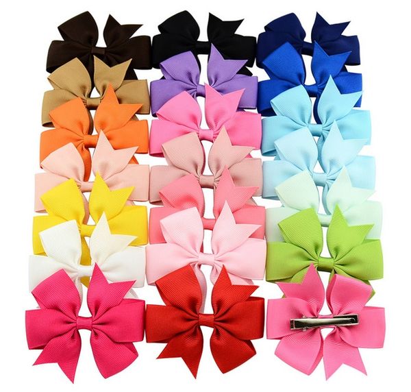 

3 inch mix colors popular baby ribbon bow clips girl hairpins boutique hair bows fishtail clip headwear kids hair accessories 564, Slivery;white