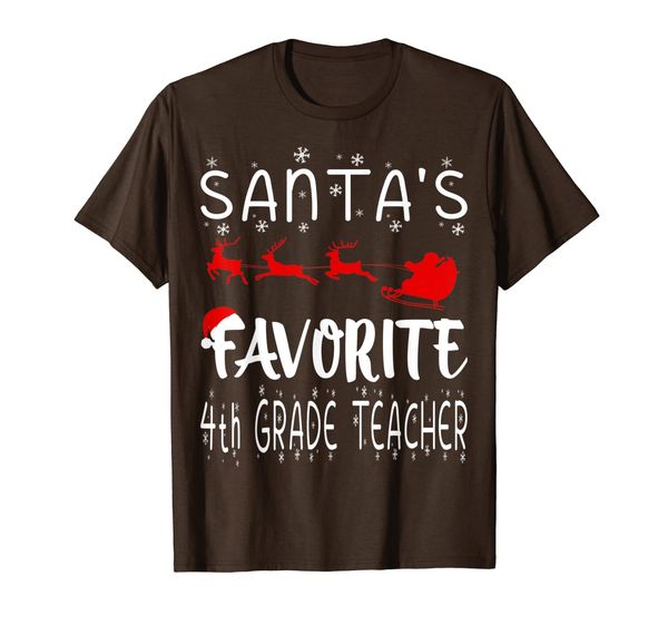 

funny santa's favorite 4th grade teacher t-shirt, White;black