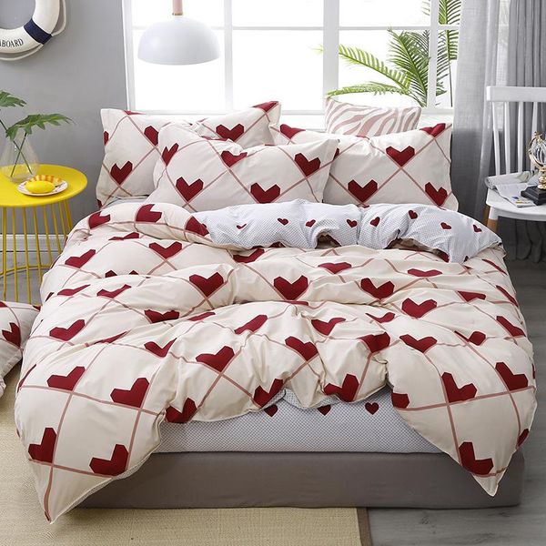 

bedding sets red lover heart printed bed cover set kids boy duvet child sheets and pillowcases comforter 61003