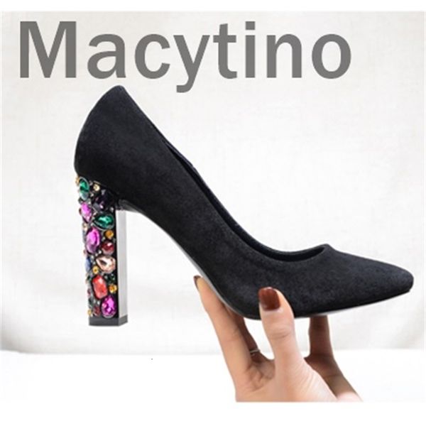 

dress shoes macytino elegent women high heel diamond on 10cm chunky s formal office u453, Black