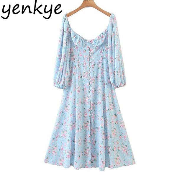 

sweet floral print off shoulder dress women long sleeve a-line midi chiffon dresses fashion female elegant party 210514, Black;gray