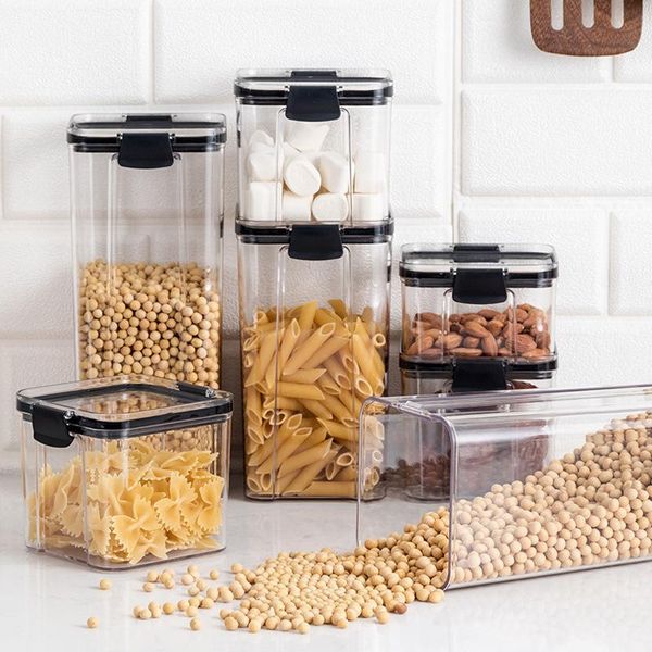 

storage bottles & jars 700/1300/1800ml container plastic kitchen refrigerator noodle box multigrain tank transparent sealed