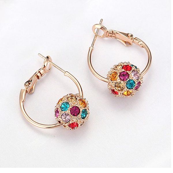 

hoop & huggie moonrocy rose gold / silver color earring wholesale colourful ball behimia jewelry for women simple drop, Golden;silver