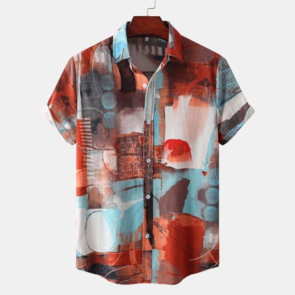 

men's casual shirts hawaiian beach for men tie dye printed short sleeve shirt chemise homme hip hop harujuku clothes, White;black