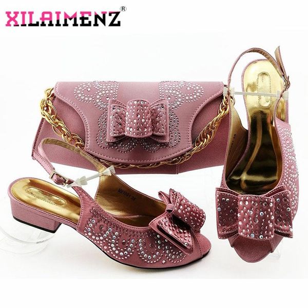 

dress shoes 2021 elegant coming italian pink color and bag to match set african high heels party for wedding, Black