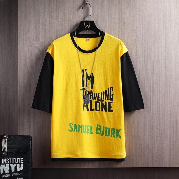 

men's t-shirts o-neck t-shirt men short sleeve 2021 summer logo cotton t shirt hong kong style loose handsome tee, White;black