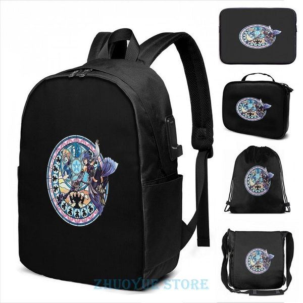 

backpack funny graphic print aqua's heart kingdom hearts usb charge men school bags women bag travel laptop