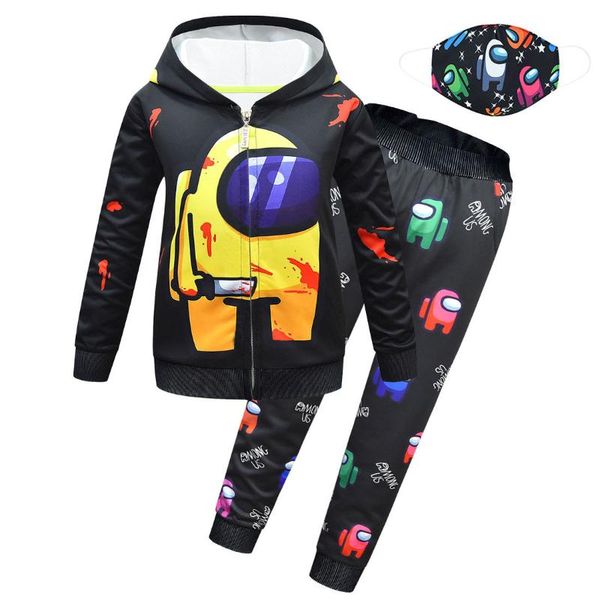 

clothing sets 2021 spring and autumn clothes suit jacket big boy harem pants three-piece mask fall for kids fashion, White